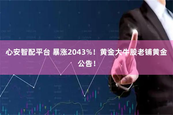 心安智配平台 暴涨2043%！黄金大牛股老铺黄金公告！