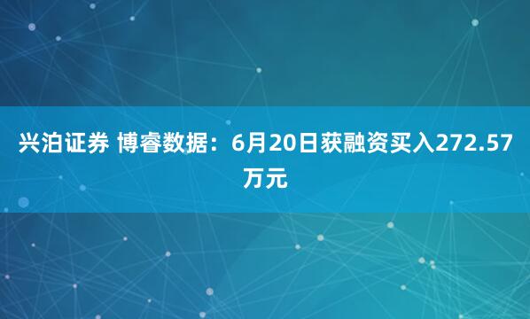 兴泊证券 博睿数据：6月20日获融资买入272.57万元